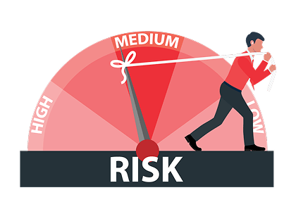 Illustration showing investor assessing risk level before mutual fund investment.